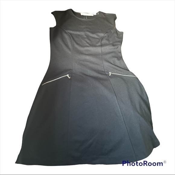 NY&C Stretch black sleeveless dress 2 silver zipped pockets MRSP $64.95. Size S - Picture 1 of 5